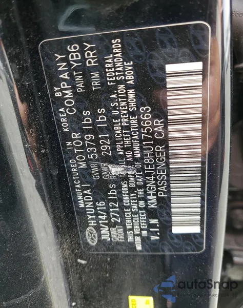 2017 Genesis G80 Base из США, поврежденный, VIN KMHGN4JE8HU175663